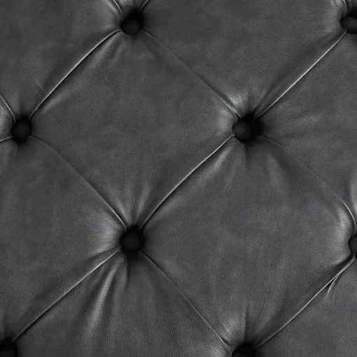 Kirklands Home Benches & Ottomans|Charocal Button Tufted Leather Ottoman Gray