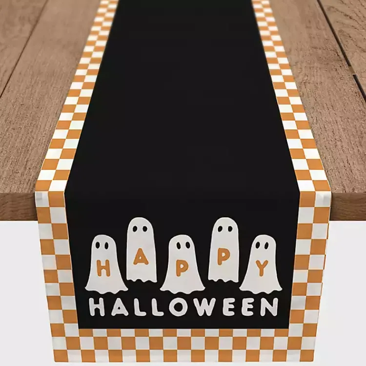 Checker Happy Halloween Ghost Table Runner, 90 in. Halloween