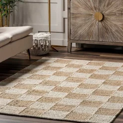 Kirklands Home Area Rugs|Checkered Jute Area Rug, 8x10