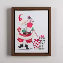 Online Cheery Santa with Presents Framed Canvas Art Print Christmas Art & Wall Decor