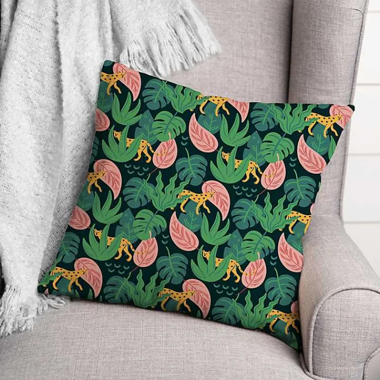 Kirklands Home Outdoor Cushions & Pillows|Cheetahs and Leaves Outdoor Pillow