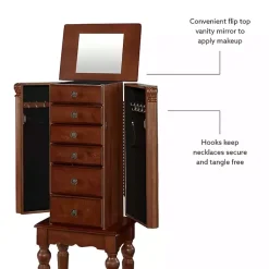 Kirklands Home Dressers & Chests|Cherry 5-Drawer Ollie Petite Jewelry Armoire Brown