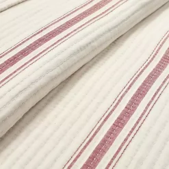 Kirklands Home Quilts|Cherry Red Pick Stitch Stripe Queen Quilt