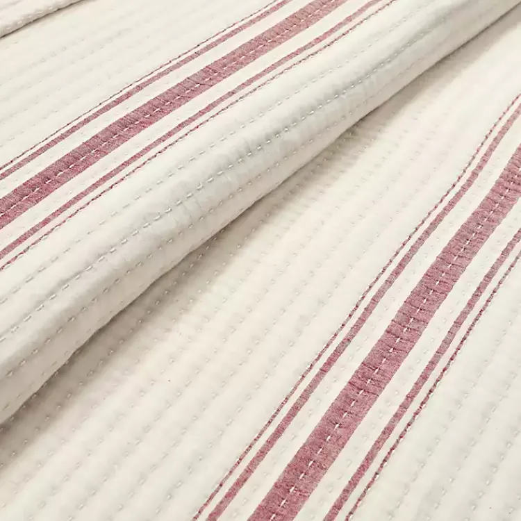 Kirklands Home Quilts|Cherry Red Pick Stitch Stripe Queen Quilt