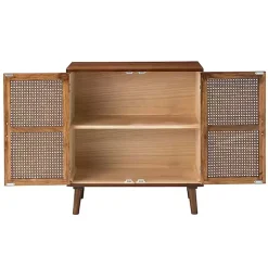 Kirklands Home Cabinets & Sideboards|Cherry Wood Frame Rattan Front Cabinet Brown