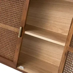 Kirklands Home Cabinets & Sideboards|Cherry Wood Frame Rattan Front Cabinet Brown