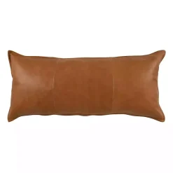 Discount Chestnut Distressed Patina Leather Lumbar Pillow Pillows