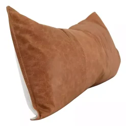 Discount Chestnut Distressed Patina Leather Lumbar Pillow Pillows
