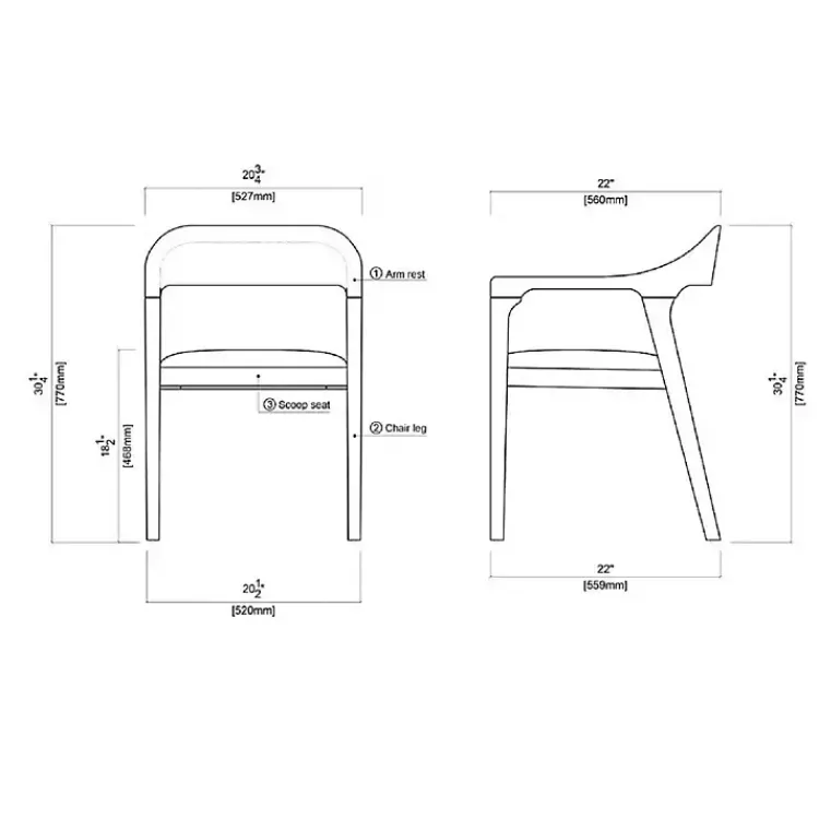 Kirklands Home Dining Chairs|Chestnut Ramus Dining Armchairs, Set of 2 Brown