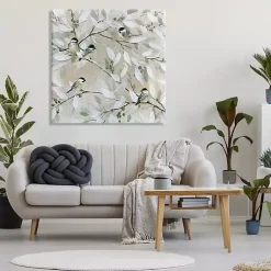 Kirklands Home Canvas Art|Chickadee Birds on Branch Canvas Art Print, 36x36