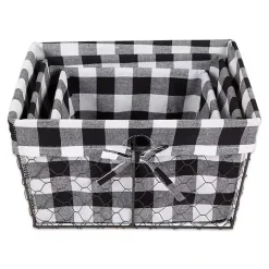 New Chicken Wire and Buffalo Check Baskets, Set of 3 Baskets & Boxes