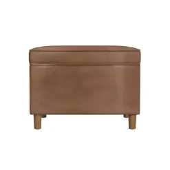 Kirklands Home Benches & Ottomans|Chocolate Faux Leather Storage Ottoman Brown