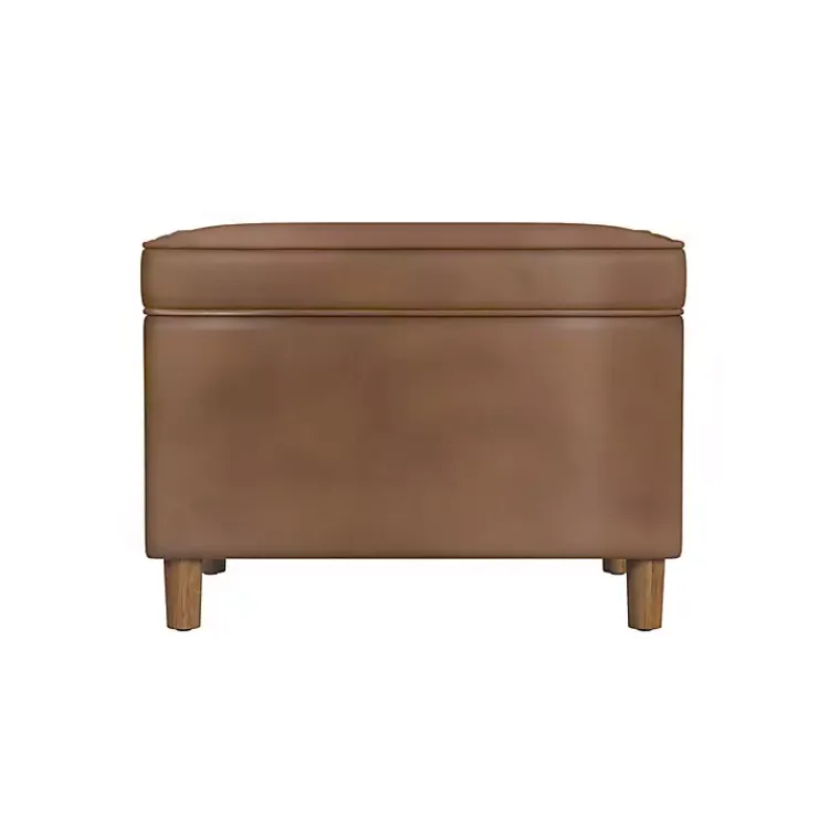Kirklands Home Benches & Ottomans|Chocolate Faux Leather Storage Ottoman Brown