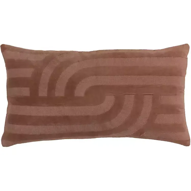 Outlet Chocolate Velvet Abstract Stripe Lumbar Pillow Pillows