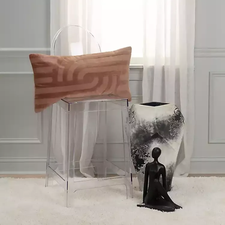 Outlet Chocolate Velvet Abstract Stripe Lumbar Pillow Pillows