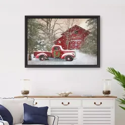 Online Christmas Barn & Truck Framed Canvas Art Print Christmas Art & Wall Decor