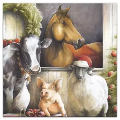 Hot Christmas Barn Animals Canvas Art Print Christmas Art & Wall Decor