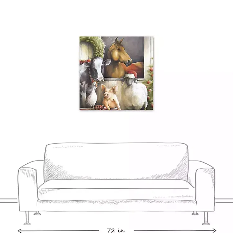 Hot Christmas Barn Animals Canvas Art Print Christmas Art & Wall Decor