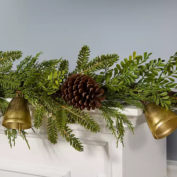 Best Christmas Bells Pine Garland with Pinecones, 6 ft. Christmas Arrangements & Garland