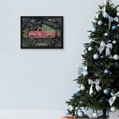 New Christmas Chalkboard Truck Framed Canvas Art Print Christmas Art & Wall Decor