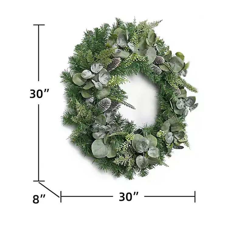 Online Christmas Eucalyptus Pine Mix Pre-Lit Wreath Wreaths