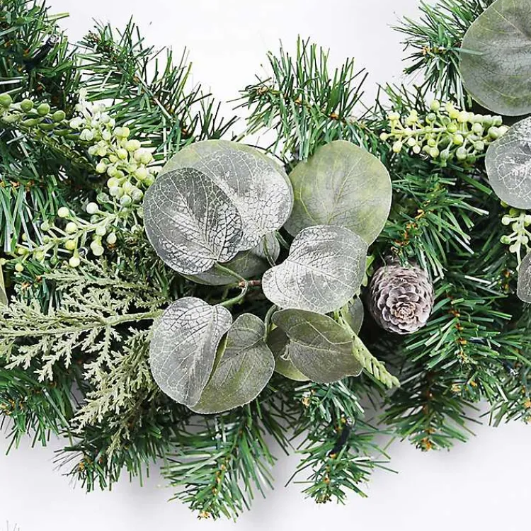 Online Christmas Eucalyptus Pine Mix Pre-Lit Wreath Wreaths