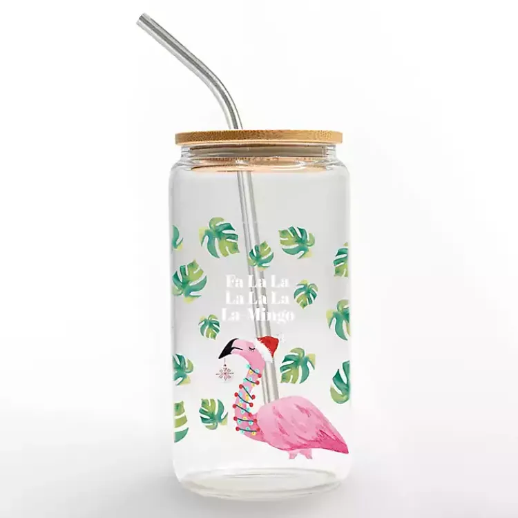 New Christmas Fa La La La-Mingo Glass Tumbler Christmas Dining & Entertaining