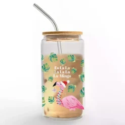 New Christmas Fa La La La-Mingo Glass Tumbler Christmas Dining & Entertaining