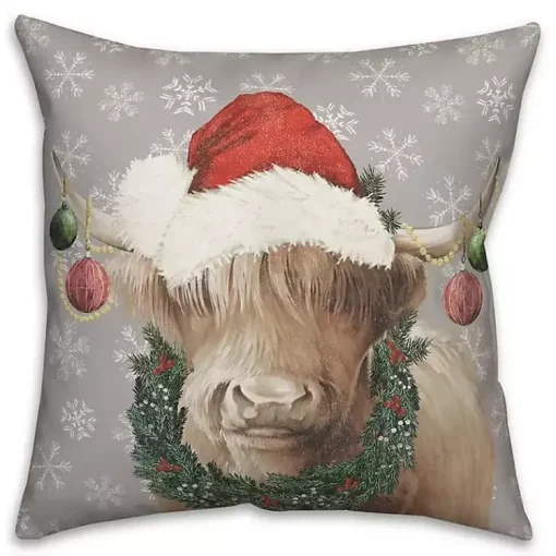 Christmas Highland Cow Pillow Christmas Pillows