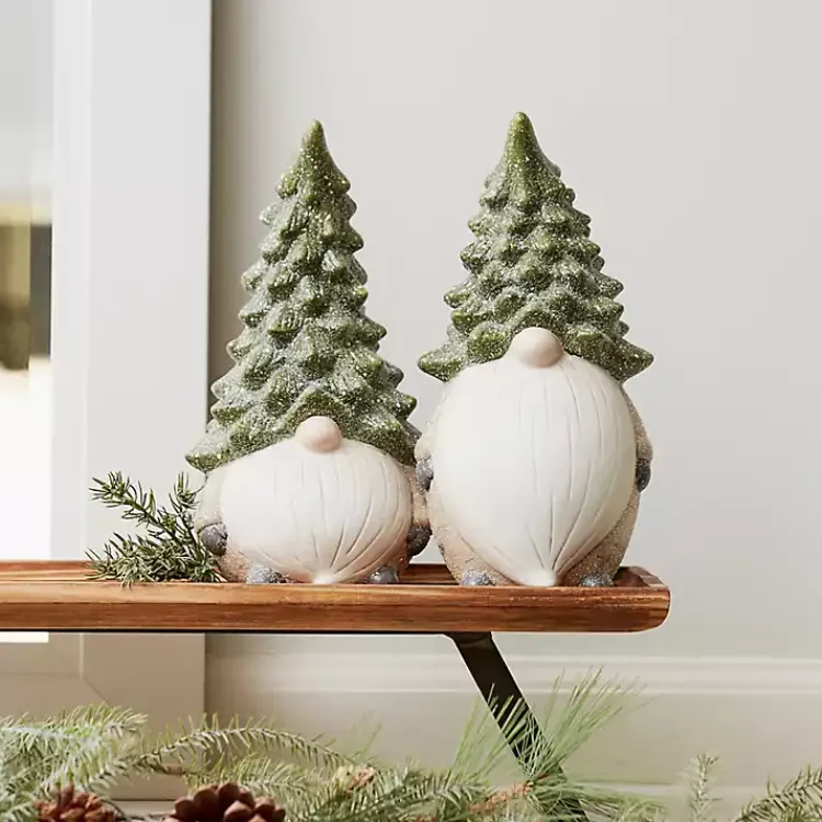 Hot Christmas Pinetree Gnome Figurines, Set of 2 Christmas Decorations