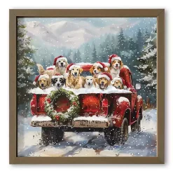 Sale Christmas Puppies in a Truck Framed Art Print Christmas Art & Wall Decor