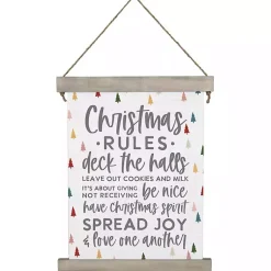 Best Christmas Rules Hanging Canvas Sign Christmas Art & Wall Decor