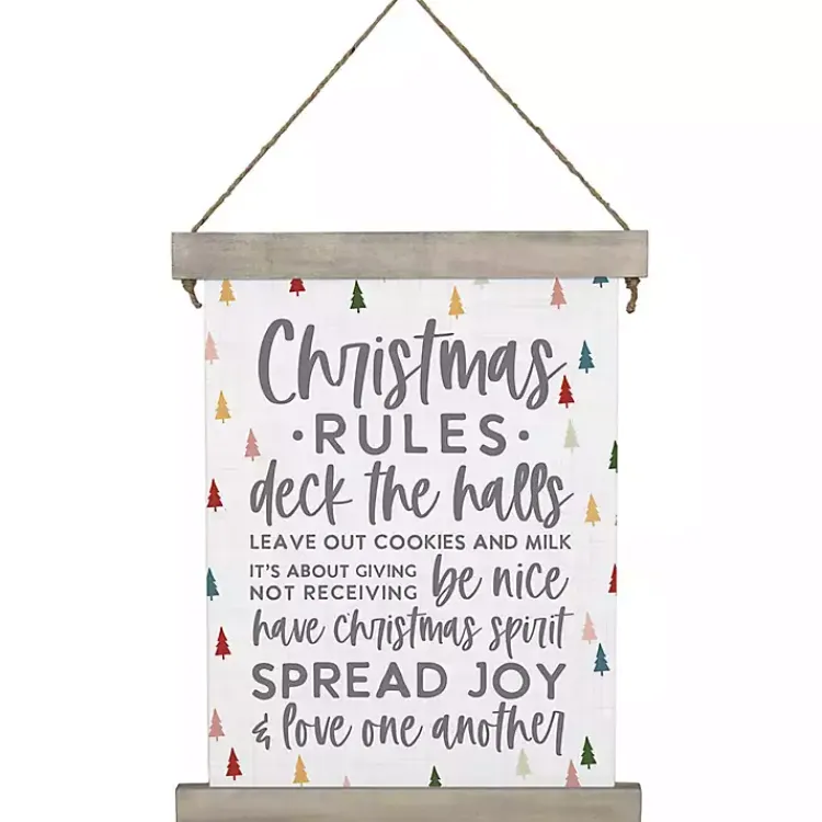 Best Christmas Rules Hanging Canvas Sign Christmas Art & Wall Decor