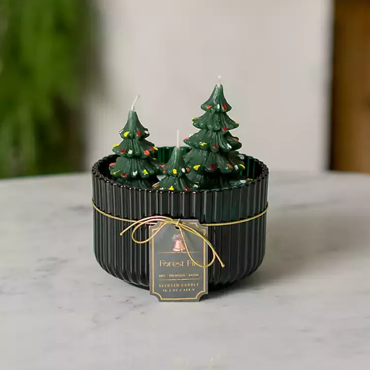 Clearance Christmas Tree Forest Fir Jar Candle Candles