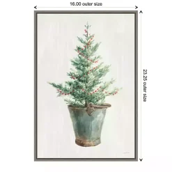 Christmas Tree Metal Pail Framed Canvas Art Print Christmas Art & Wall Decor