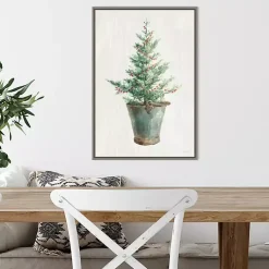Christmas Tree Metal Pail Framed Canvas Art Print Christmas Art & Wall Decor