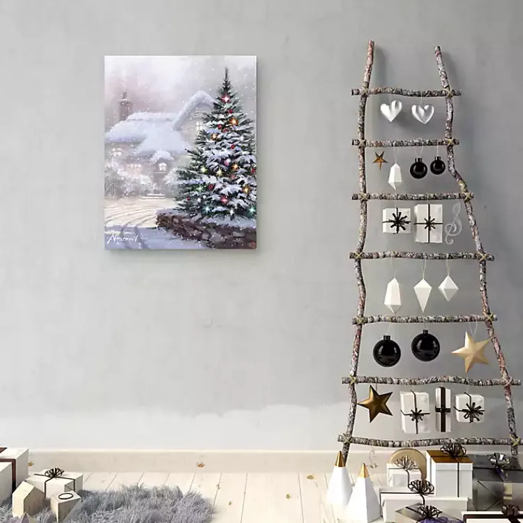 Sale Christmas Tree Snowy Lane Canvas Art Print Christmas Art & Wall Decor