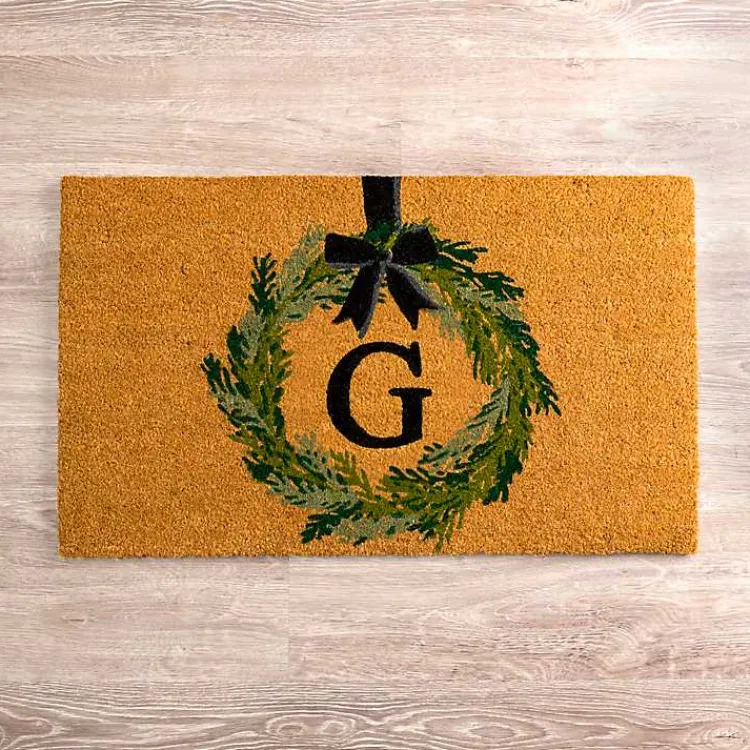 Kirklands Home Doormats|Christmas Wreath Monogram G Doormat