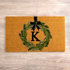 Kirklands Home Doormats|Christmas Wreath Monogram K Doormat
