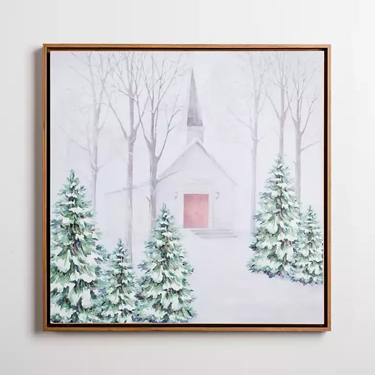 Hot Church Scene Snowy Forest Canvas Art Print Christmas Art & Wall Decor