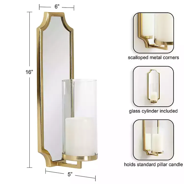 Discount Ciel Mirrored Pillar Candle Sconce Sconces