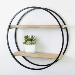 Kirklands Home Shelves|Circle Double Wood Wall Shelf, 25 in.