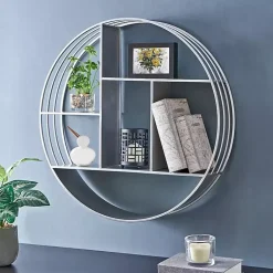 Kirklands Home Shelves|Circular Open Sides Floating Shelf Silver