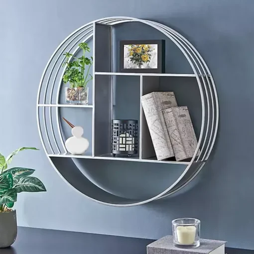 Kirklands Home Shelves|Circular Open Sides Floating Shelf Silver