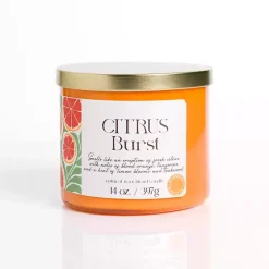 Clearance Citrus Burst 14 oz. Gold Lid 3-Wick Jar Candle Candles