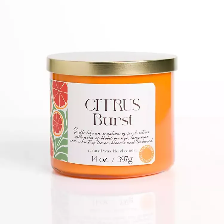 Clearance Citrus Burst 14 oz. Gold Lid 3-Wick Jar Candle Candles