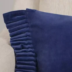 Outlet Clara Navy Velvet Ruffle Lumbar Pillow Pillows