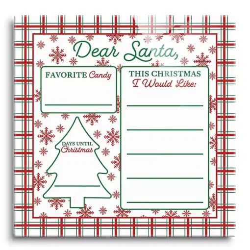 Best Classic Christmas Plaid Dear Santa Dry Erase Board Christmas Art & Wall Decor