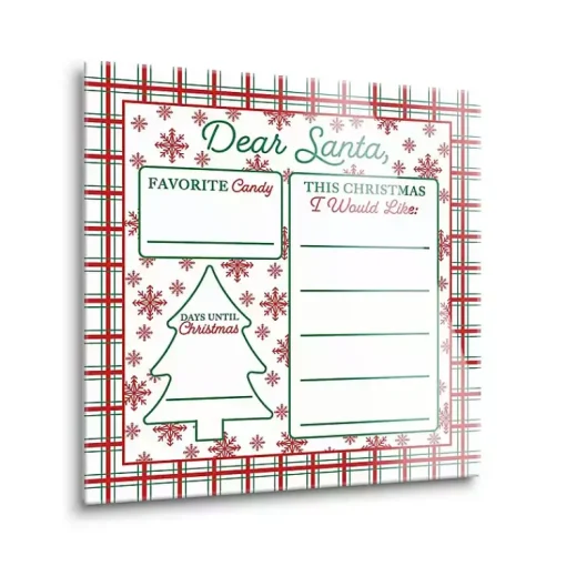 Best Classic Christmas Plaid Dear Santa Dry Erase Board Christmas Art & Wall Decor