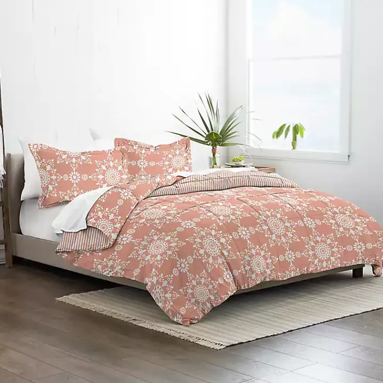 Kirklands Home Comforters|Clay Daisy Medallion King 3-pc. Comforter Set Orange